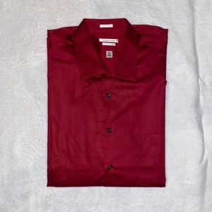 Men’s Van Heiden button up dress shirt Size 18 34/35 Burgundy Color